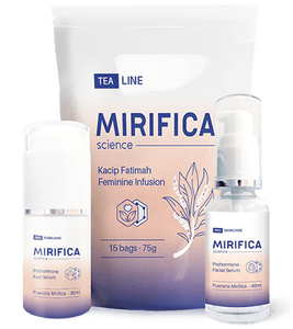 A bottle of mirifica, a natural remedy for menopause symptoms.